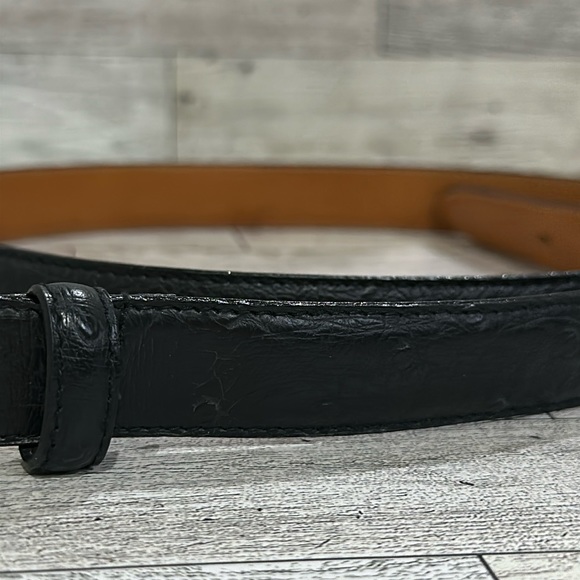 Men’s black ostro grain leather belt size 34 - Picture 2 of 4